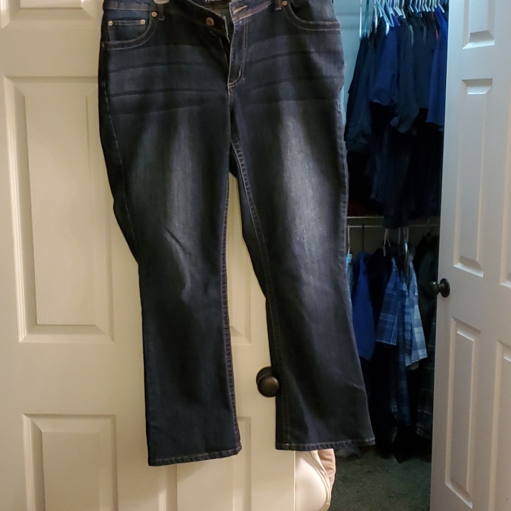 Women's dark blue denim flare jeans